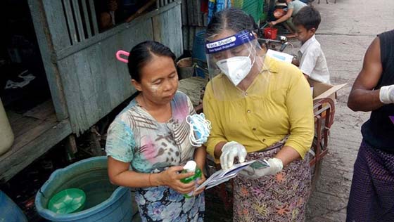 Community volunteers raise awareness on COVID-19 prevention in Yangon’s informal settlements