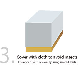 3. Cover with cloth to avoid insects (Cover can be made easily using used-Tshirts)